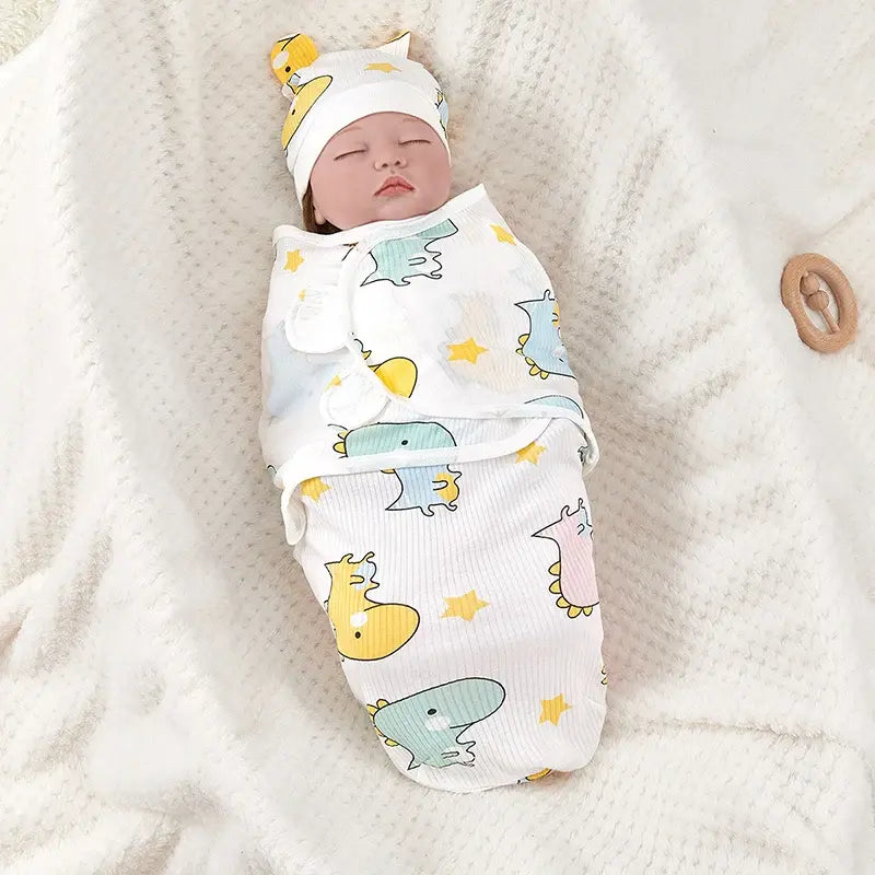 Soft Cotton Baby Swaddle & Hat Set | Cozy & Gentle