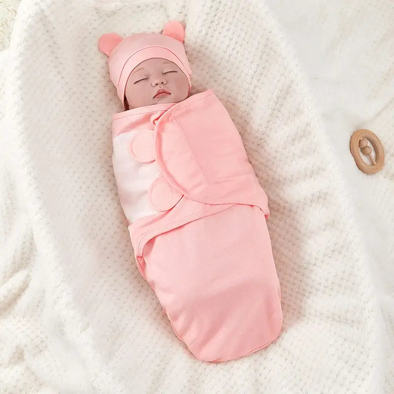 Soft Cotton Baby Swaddle & Hat Set | Cozy & Gentle
