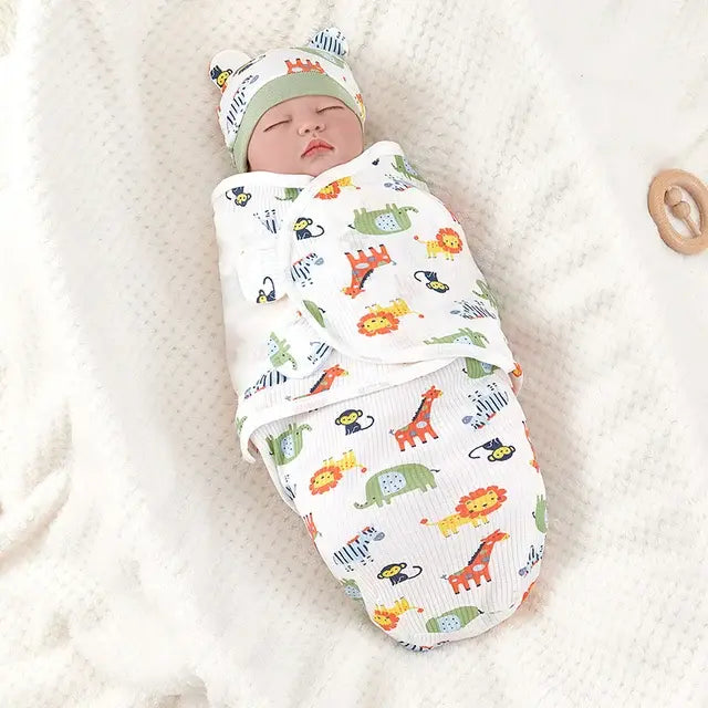 Soft Cotton Baby Swaddle & Hat Set | Cozy & Gentle